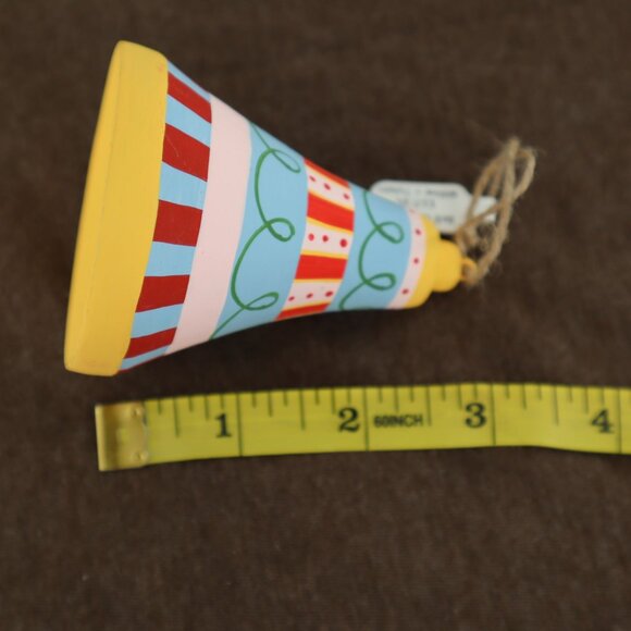 Hand-Painted Bell Ornament Yellow Christmas Holiday Decor Seasonal Festive NWT - Picture 6 of 8